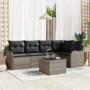 vidaXL Hagesofa Set 6 stk. Grå polyrotting