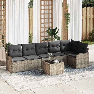 vidaXL Hagesofa Set 7 stk. Svart polyrotting