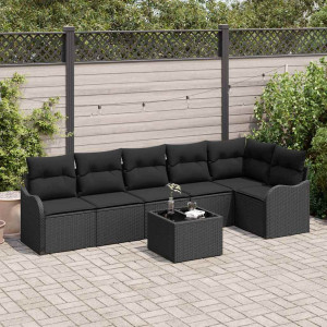 vidaXL Hagesofa Set 7 stk. Beige polyrotting