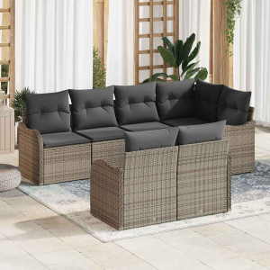 vidaXL Hagesofa Set 7 stk. Grå Poly rattan