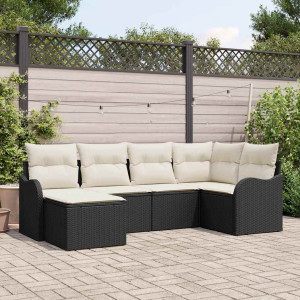 vidaXL Hagesofa Set 6 stk. Svart og Hvit polyrotting
