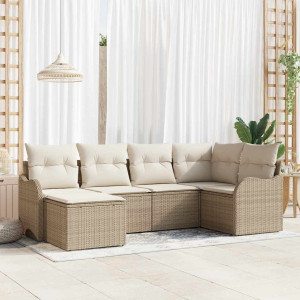 vidaXL Hagesofa Set 6 stk. Beige og Hvit polyrotting