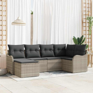 vidaXL Hagesofa Set 6 stk. Lysegrå polyrotting