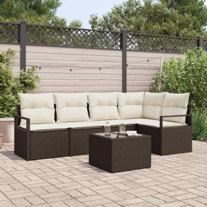 vidaXL Hagesofa Set 6 stk. Brun og Krem polyrotting