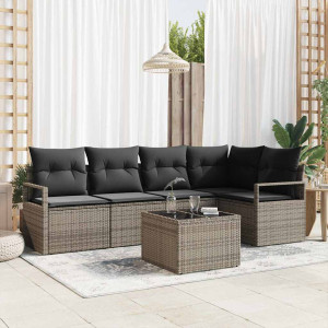vidaXL Hagesofa Set 6 stk. Lysegrå polyrotting
