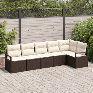 vidaXL Hagesofa Set 6 stk. Brun og hvit polyrotting