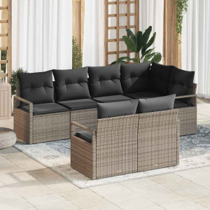 vidaXL Hagesofa Set 7 stk. Grå polyrotting