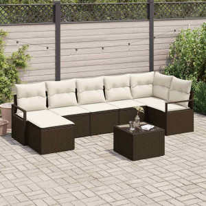 vidaXL Sofa sett 8 stk. Brun og Krem polyrotting