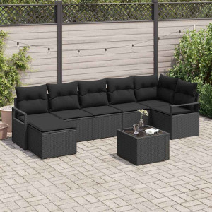 vidaXL Sofa sett 8 stk. Svart polyrotting
