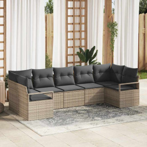 vidaXL Hagesofa Set 7 stk. Grå polyrotting