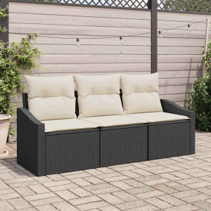 vidaXL Hagesofa Set 3 stk. Svart og Hvit polyrotting