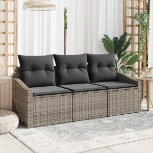 vidaXL Hagesofa Set 3 stk. Grå polyrotting