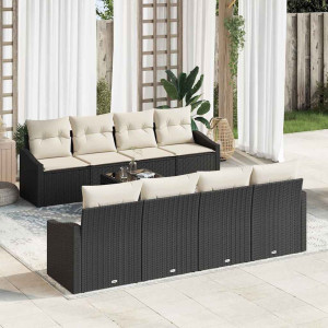 vidaXL Sofa sett 7 stk. Svart og krem polyrotting