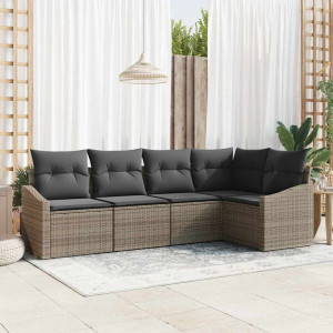 vidaXL Hagesofa Set 5 stk. Grå polyrotting