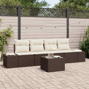vidaXL Hagesofa Set 5 stk. Brun og Krem polyrotting