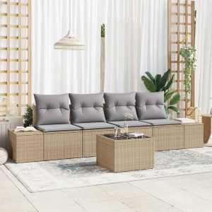 vidaXL Hagesofa Set 5 stk. Beige og grå polyrotting