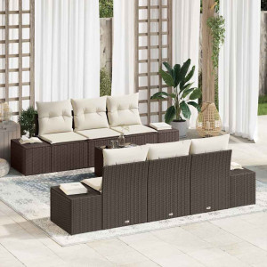 vidaXL Hagesofa Set 8 stk. Brun og Krem polyrotting