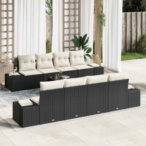 vidaXL Hagesofa Set 8 stk. Svart og krem polyrotting