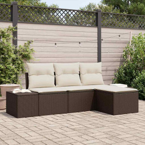 vidaXL Hagesofa Set 4 stk. Brun og Krem polyrotting