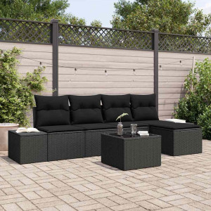 vidaXL Hagesofa Set 5 stk. Svart polyrotting