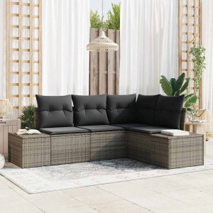 vidaXL Hagesofa Set 4 stk. Grå polyrotting