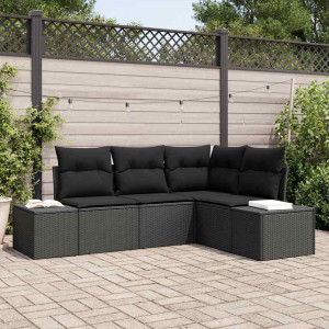 vidaXL Hagesofa Set 4 stk. Svart polyrotting