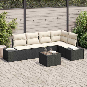 vidaXL Hagesofa Set med lagring Brun og Krem polyrotting