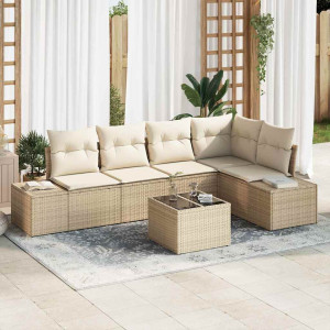 vidaXL Hagesofa Set med lagring Beige og krem polyrotting