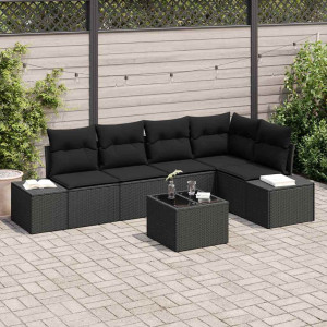 vidaXL Hagesofa Set med lagring Svart polyrotting