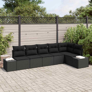 vidaXL Hagesofa Set 6 stk. Svart polyrotting