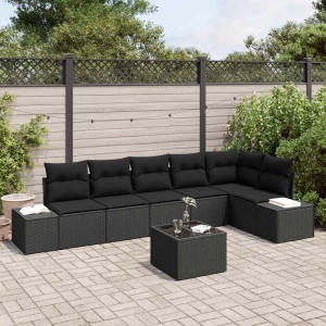 vidaXL Hagesofa Set med lagring Svart polyrotting