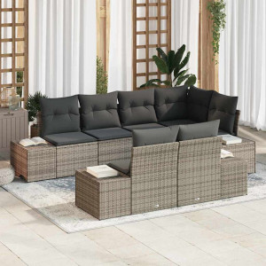 vidaXL Hagesofa Set 7 stk. Grå polyrotting