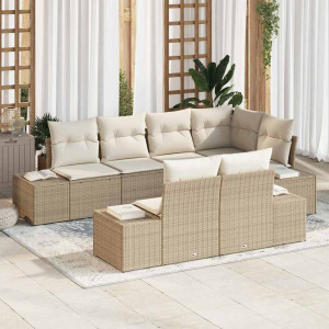 vidaXL Hagesofa Set 7 stk. Beige og krem polyrotting