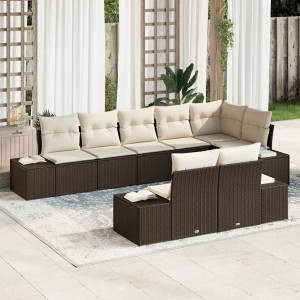 vidaXL Hagesofa Set 8 stk. Brun og Krem Poly rattan