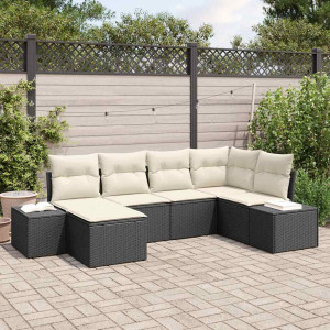 vidaXL Hagesofa Set 6 stk. Svart og krem polyrotting