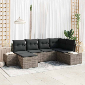 vidaXL Hagesofa Set 6 stk. Grå polyrotting