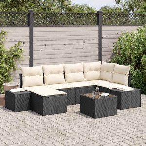 vidaXL Hagesofa Set 6 stk. Svart og krem polyrotting