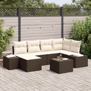vidaXL Hagesofa Set 6 stk. Brun og Krem polyrotting