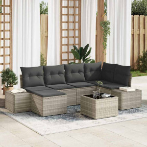 vidaXL Hagesofa Set 6 stk. Lysegrå polyrotting