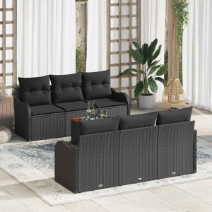 vidaXL Hagesofa Set 7 stk. Svart polyrotting