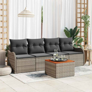 vidaXL Hagesofa Set 5 stk. Grå polyrotting