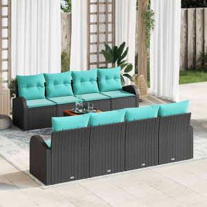 vidaXL Hagesofa Set 9 stk. Svart og turkis polyrotting
