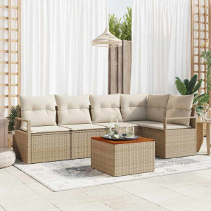 vidaXL Hagesofa Set 6 stk. Beige og krem polyrotting