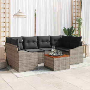 vidaXL Hagesofa Set 7 stk. Grå polyrotting
