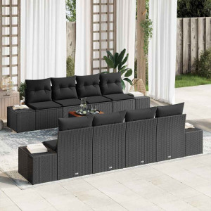 vidaXL Hagesofa Set 9 stk. Svart polyrotting