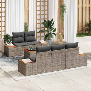 vidaXL Hagesofa Set 6 stk. Grå Poly rattan