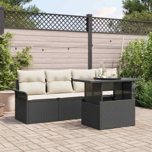 vidaXL Hagesofa Set 5 stk. Svart [Syntetisk]: Poly Rattan