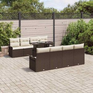 vidaXL Hagesofa Set 9 stk. Brun [Syntetisk]: Poly Rattan
