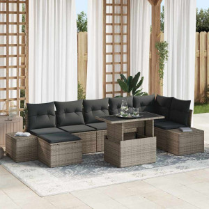 vidaXL Hagesofa Set 8 stk. Grå polyrotting