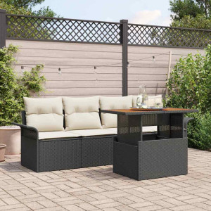 vidaXL Hagesofa Set 5 stk. Svart Poly rattan